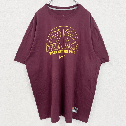 古着 used　NIKE　ナイキ　半袖カレッジプリントTシャツ　アリゾナ大学　バスケットボール　ワインレッド　3XLサイズ