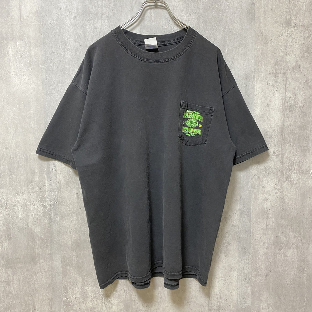 古着 used　GILDAN　ギルダン　半袖バックプリントTシャツ　エロT　ポケット付　黒　ブラック　ビッグシルエット　XLサイズ
