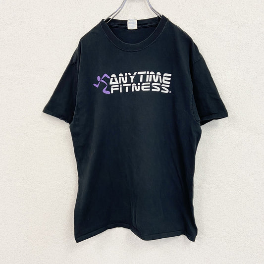 PORT&COMOANY　半袖フィットネスプリントTシャツ　ジムT　ANYTIME　エニタイム　黒　ブラック　Lサイズ