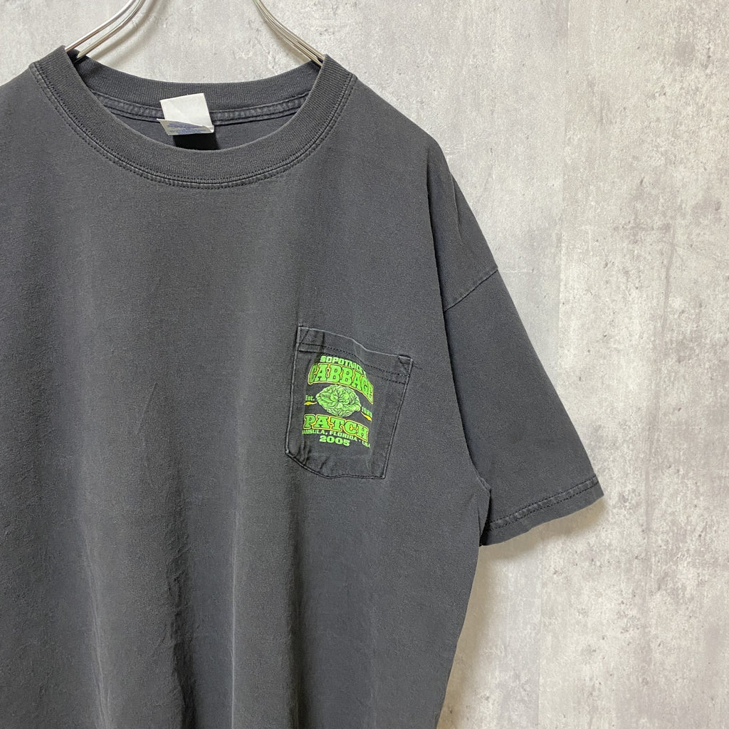古着 used　GILDAN　ギルダン　半袖バックプリントTシャツ　エロT　ポケット付　黒　ブラック　ビッグシルエット　XLサイズ