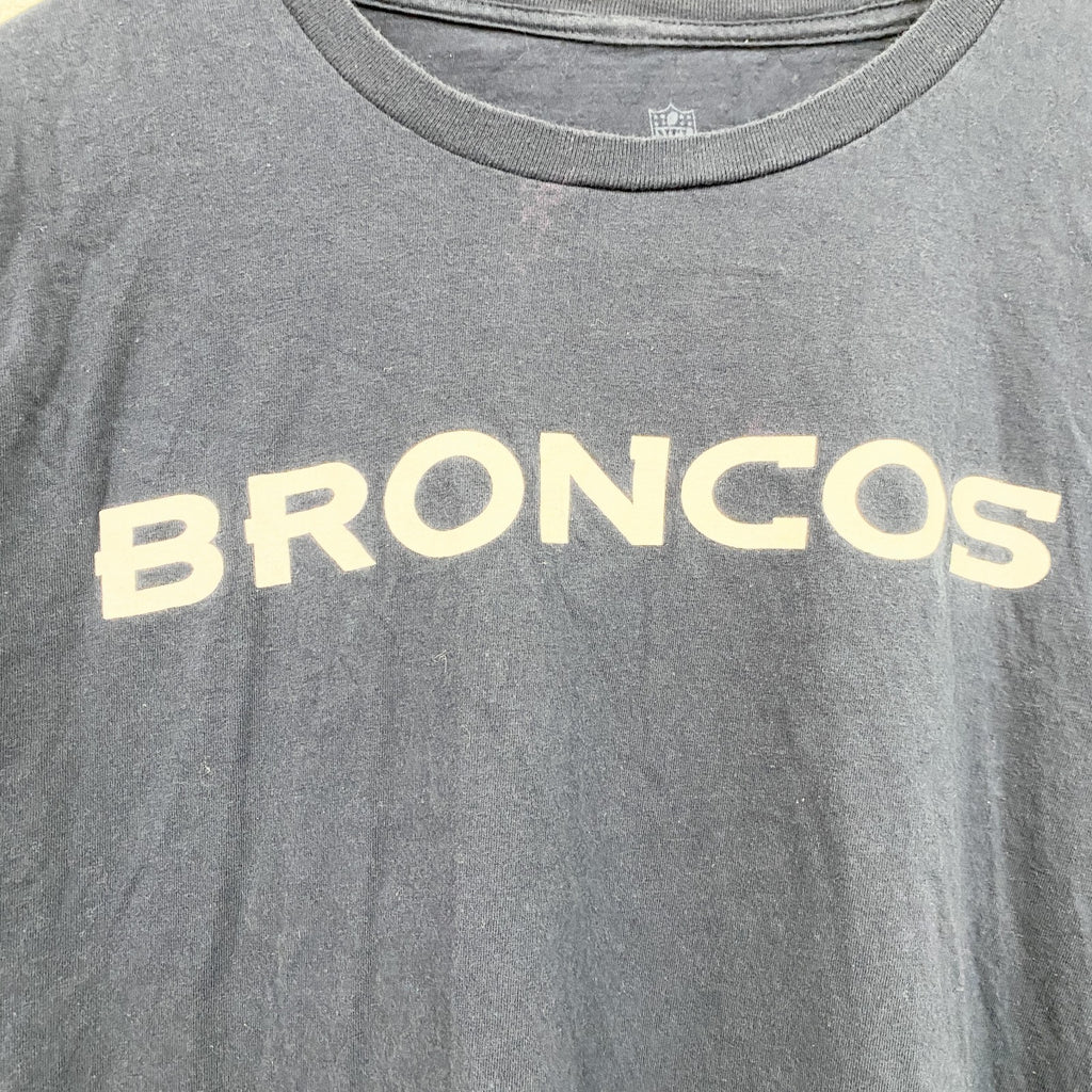 古着 used　NFL　半袖クルーネックプリントＴシャツ　デンバーブロンコス　フットボール　背番号　ネイビー　Lサイズ
