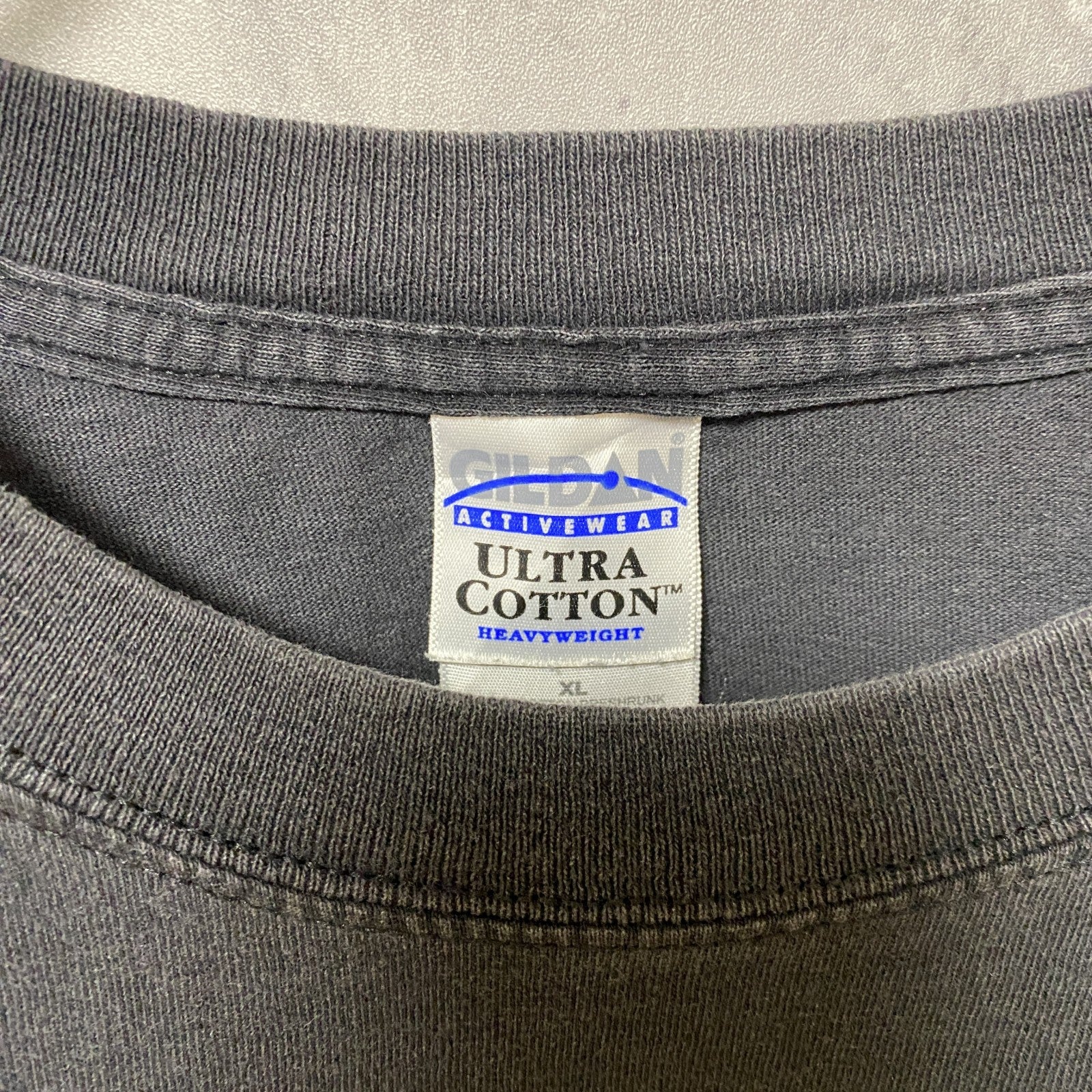古着 used　GILDAN　ギルダン　半袖バックプリントTシャツ　エロT　ポケット付　黒　ブラック　ビッグシルエット　XLサイズ