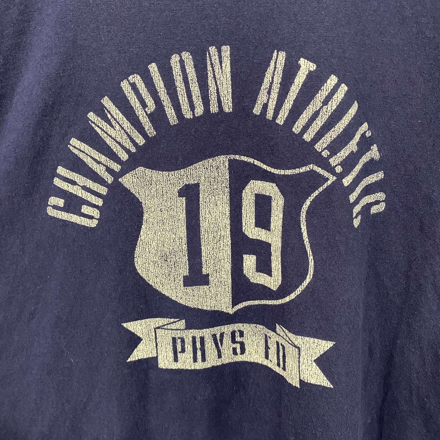 champion　チャンピオン　半袖プリントTシャツ　アーチプリント　クルーネック　現行　紺　ネイビー　2XLサイズ