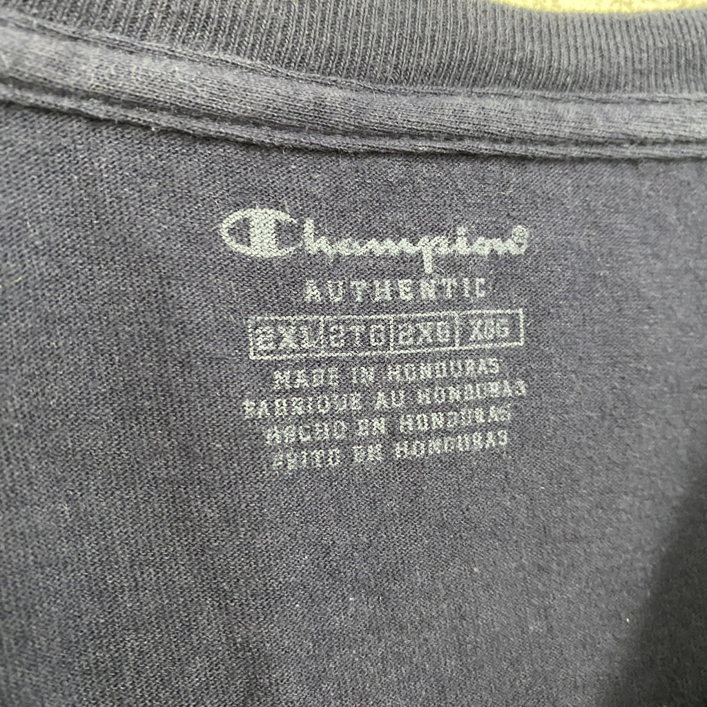 champion　チャンピオン　半袖プリントTシャツ　アーチプリント　クルーネック　現行　紺　ネイビー　2XLサイズ