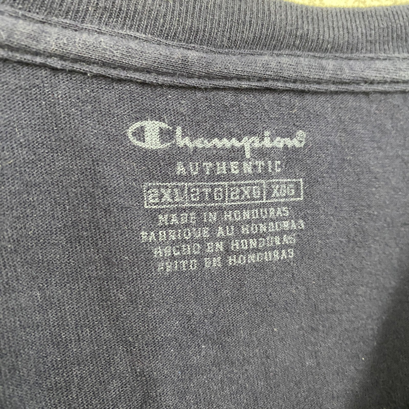 champion　チャンピオン　半袖プリントTシャツ　アーチプリント　クルーネック　現行　紺　ネイビー　2XLサイズ