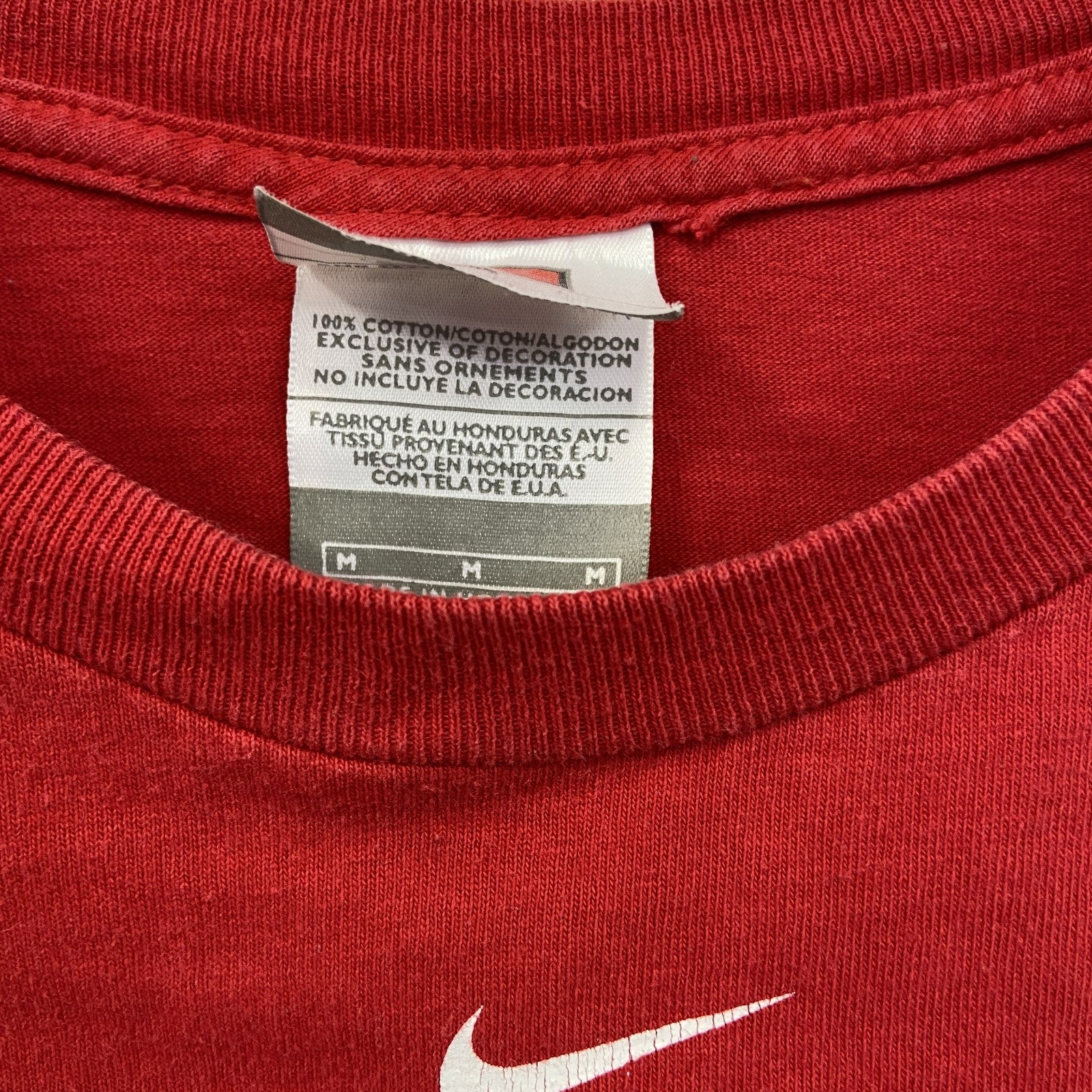 古着 used　NIKE　ナイキ　長袖プリントTシャツ　フィラデルフィアセブンティシクサーズ　クルーネック　赤　レッド　Mサイズ