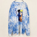 古着 used　NARUTO　ナルト疾風伝　サスケ　長袖タイダイ柄プリントTシャツ　アニメキャラクターロンT　水色　2XLサイズ
