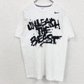古着 used　NIKE　ナイキ　メキシコ製　半袖英語プリントＴシャツ　クルーネック　白　ホワイト　Mサイズ