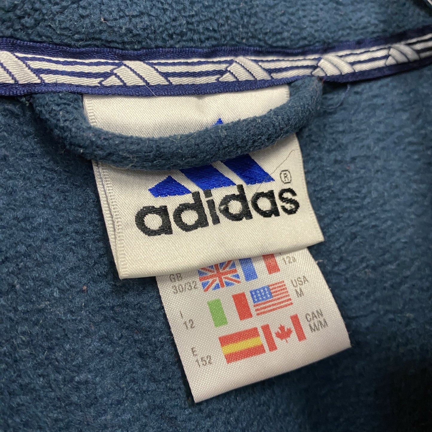 90s　adidas　アディダス　フリースジャケット/ボアジャケット　パフォーマンスロゴ　ヴィンテージ　紺　ネイビー　Mサイズ