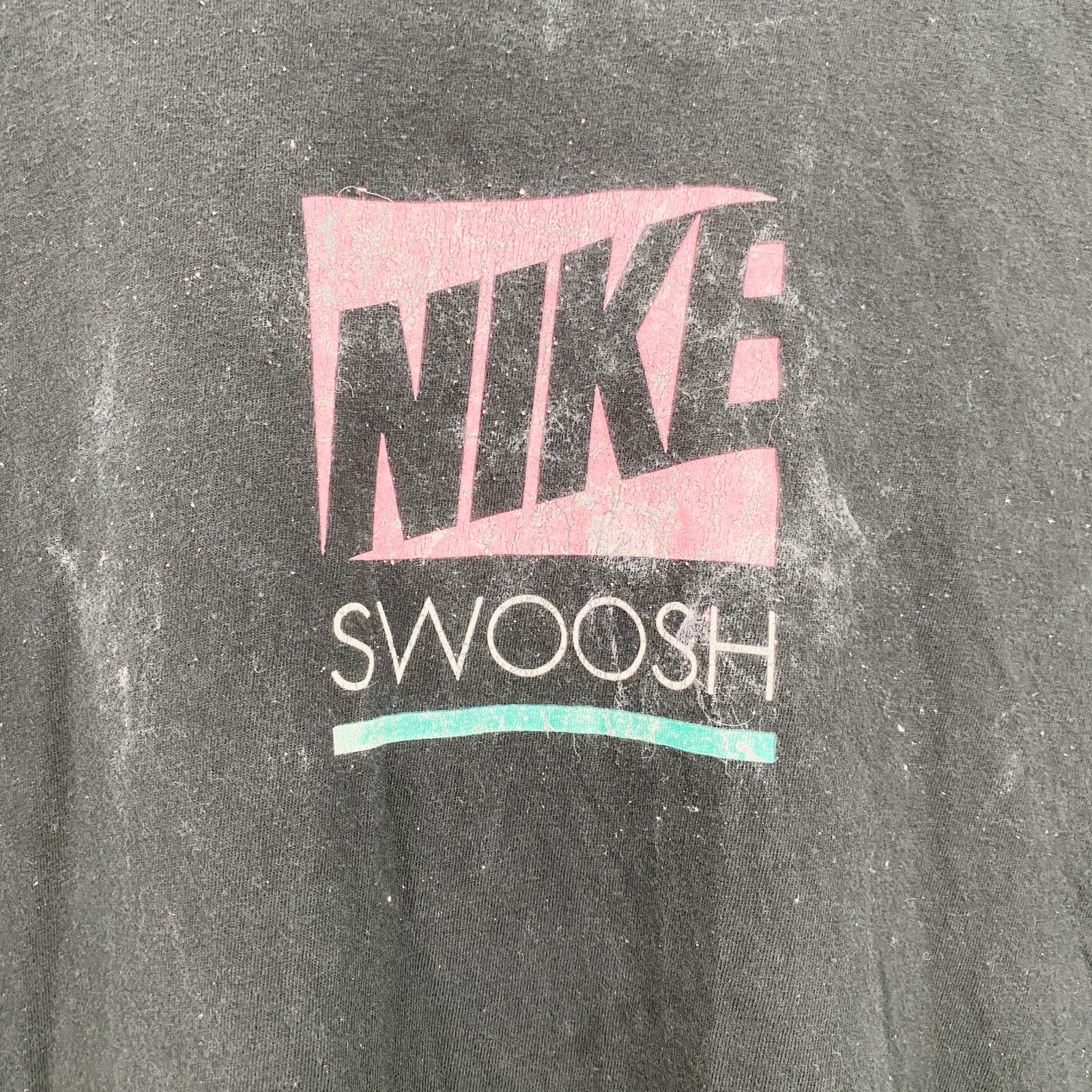 古着 used　NIKE　ナイキ　半袖ロゴプリントＴシャツ　クルーネック　SWOOSH　黒　ブラック　Lサイズ
