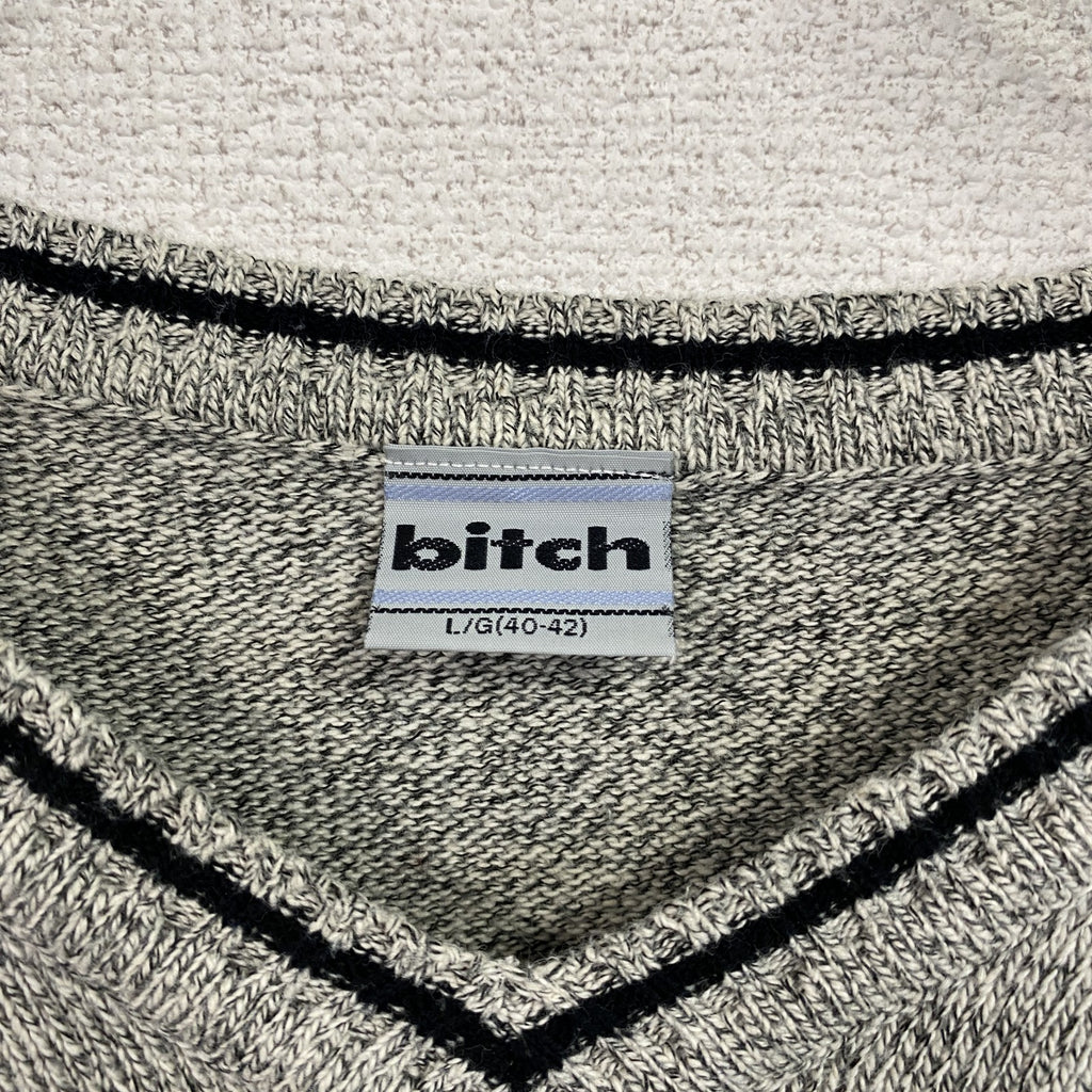 90s　bitch skateboards　ビッチスケートボード　半袖コットンニット　灰色　グレー　Lサイズ