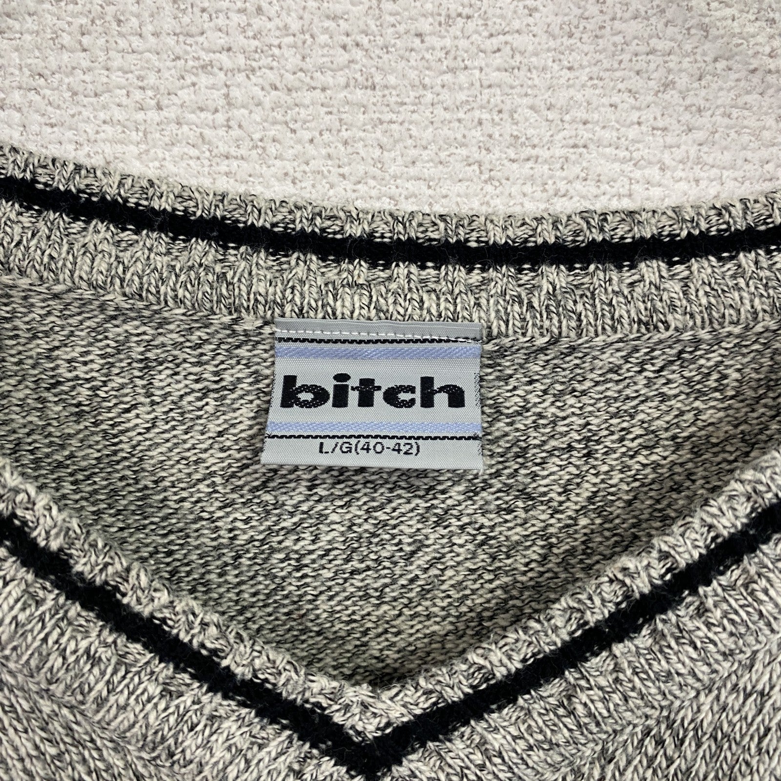 90s　bitch skateboards　ビッチスケートボード　半袖コットンニット　灰色　グレー　Lサイズ