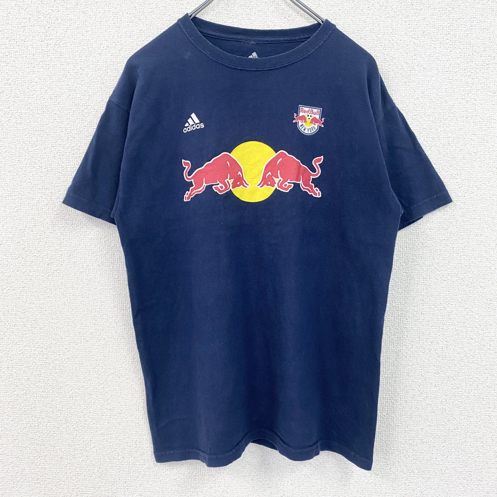 古着 used　adidas　アディダス　半袖カレッジプリントTシャツ　ニューヨークレッドブルズ　背番号　ネイビー　XLサイズ