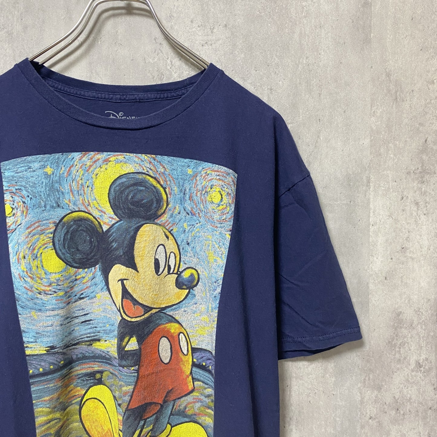 古着 used　Disney　ディズニー　半袖プリントTシャツ　ミッキー　紺　ネイビー　ビッグシルエット　オーバーサイズ