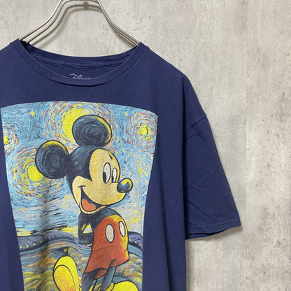 古着 used　Disney　ディズニー　半袖プリントTシャツ　ミッキー　紺　ネイビー　ビッグシルエット　オーバーサイズ