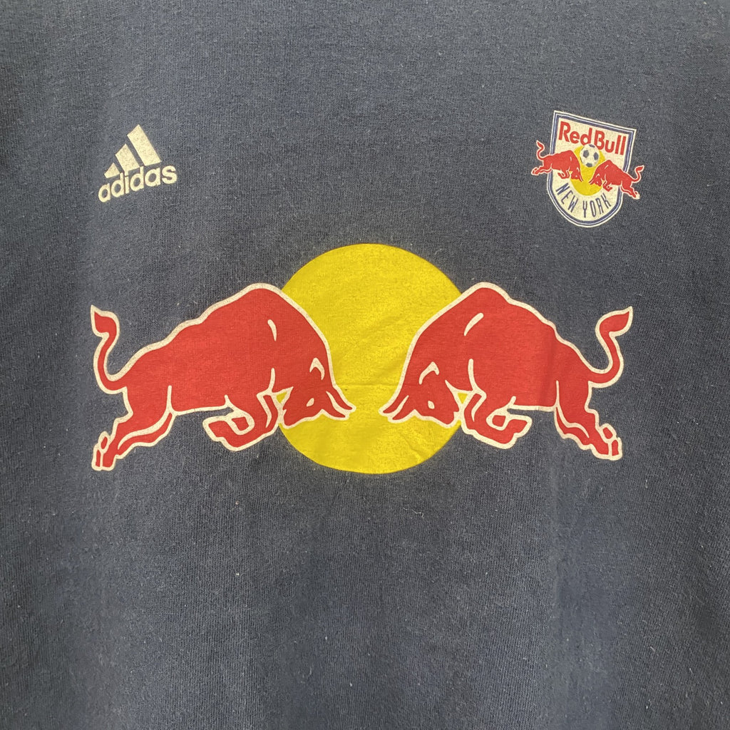 古着 used　adidas　アディダス　半袖カレッジプリントTシャツ　ニューヨークレッドブルズ　背番号　ネイビー　XLサイズ