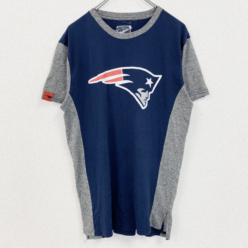 古着 used　NFL　半袖プリントＴシャツ　バイカラー　ニューイングランドペイトリオッツ　フットボール　ネイビー　グレー