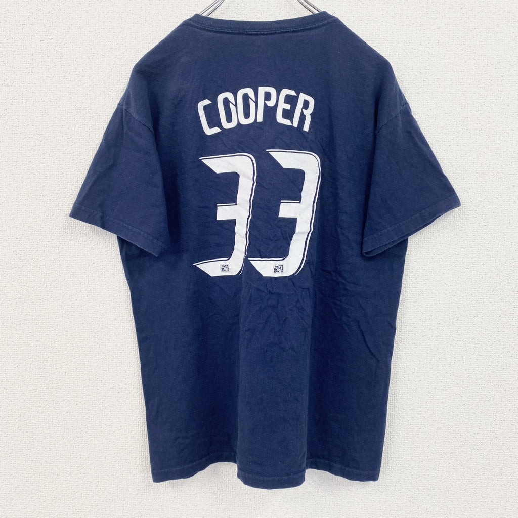 古着 used　adidas　アディダス　半袖カレッジプリントTシャツ　ニューヨークレッドブルズ　背番号　ネイビー　XLサイズ