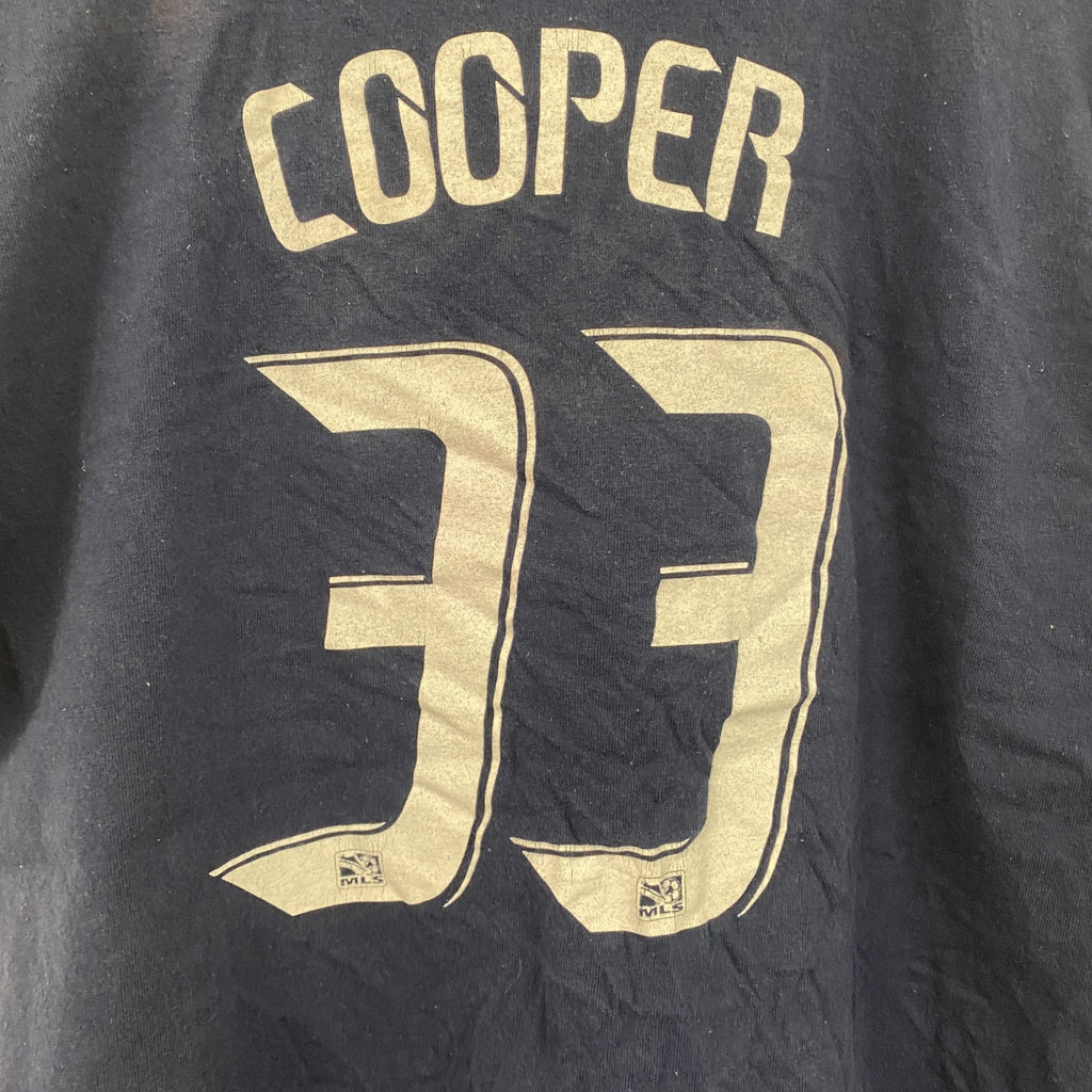 古着 used　adidas　アディダス　半袖カレッジプリントTシャツ　ニューヨークレッドブルズ　背番号　ネイビー　XLサイズ