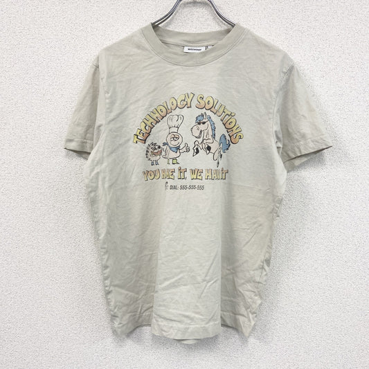 WEEKDAY　ウイークデイ　半袖プリントTシャツ　アーチプリント　ベージュ　Sサイズ