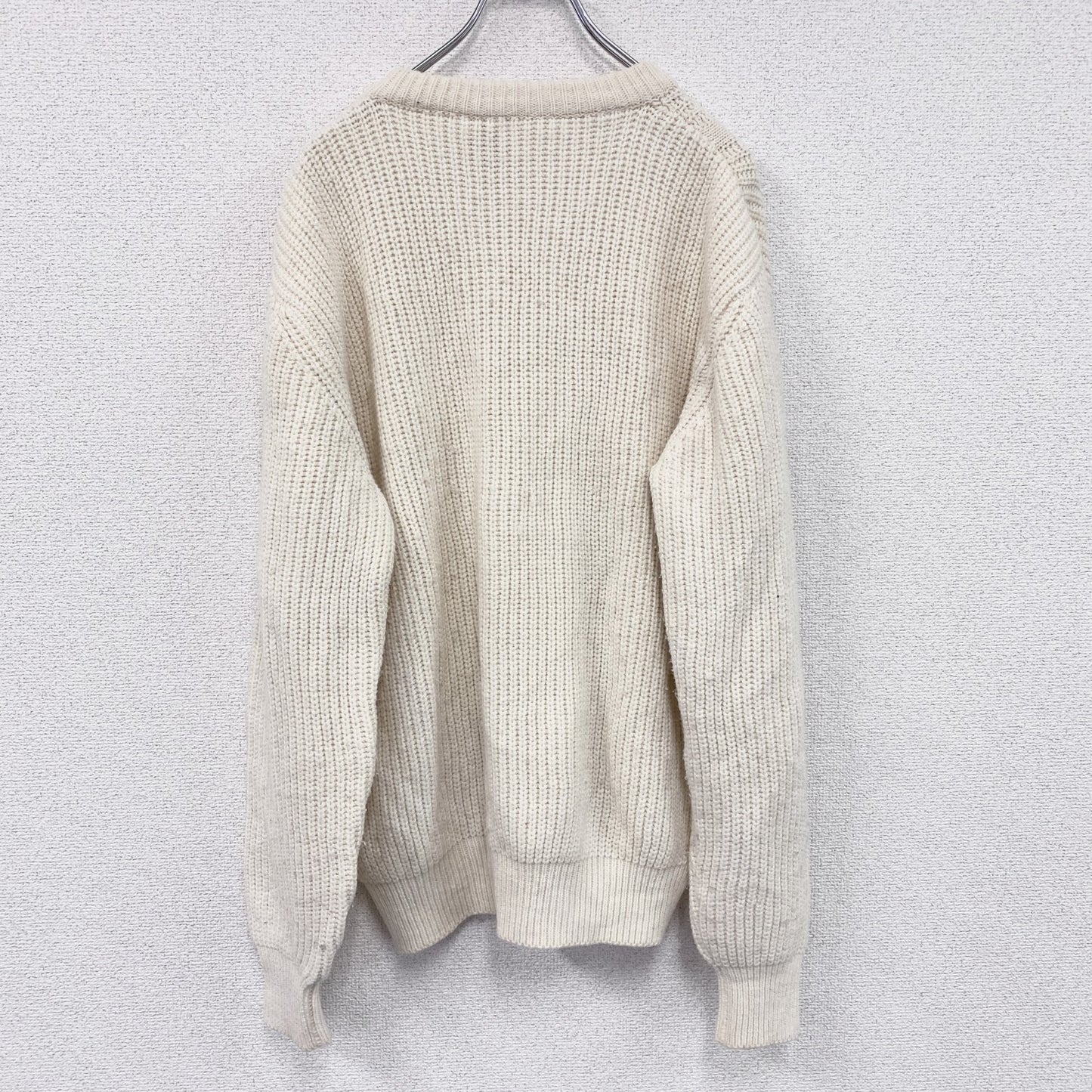 80s～　Kappa　カッパ　ニットセーター　テクスチャーニット　ヴィンテージ　アイボリー　52サイズ