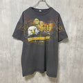 古着 used　DELTA　半袖アニマル柄プリントTシャツ　USA国旗　レトロデザイン　クルーネック　黒　ブラック　Lサイズ