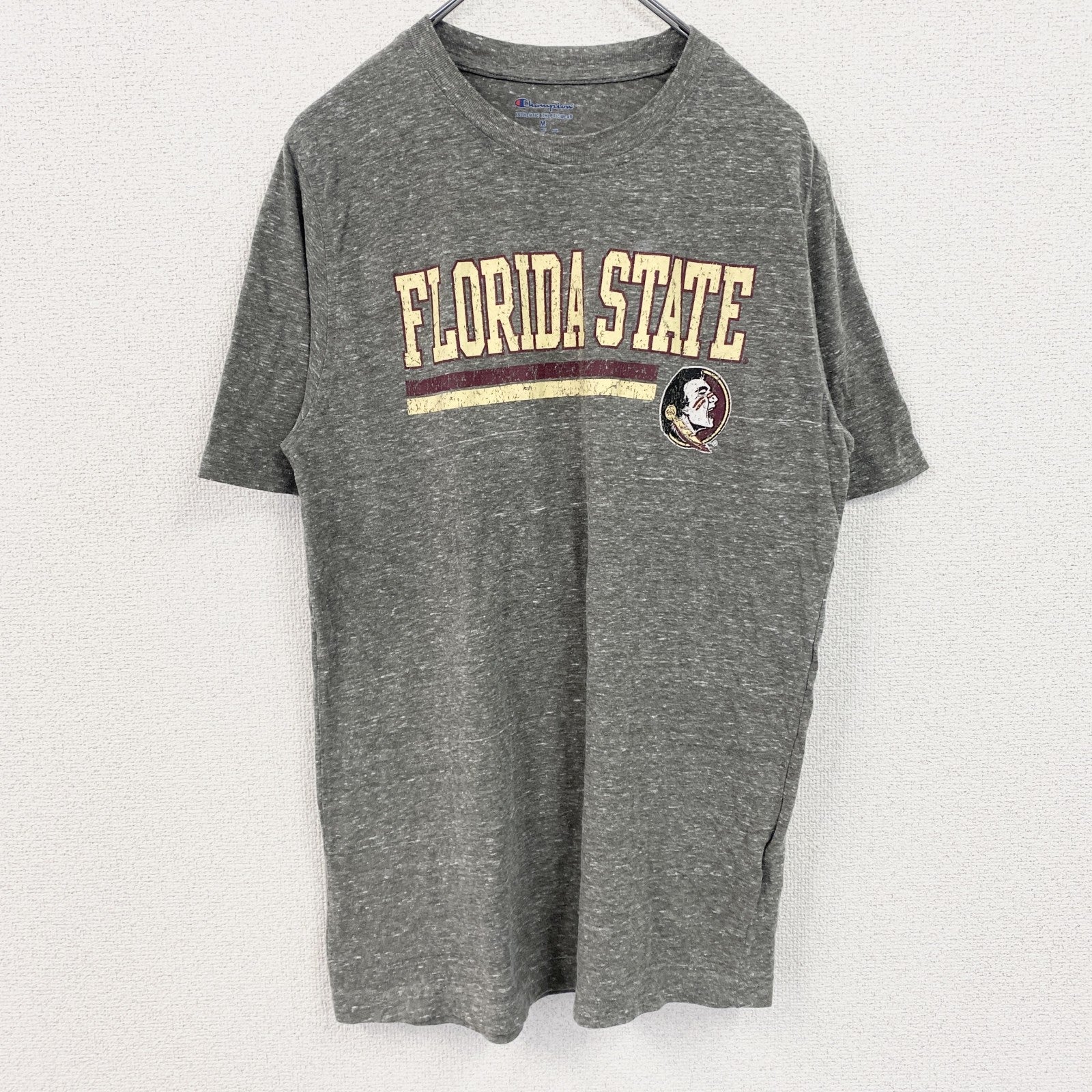 古着 used　champion　チャンピオン　半袖カレッジプリント霜降り柄Tシャツ　フロリダ州立大学　グレー　Mサイズ
