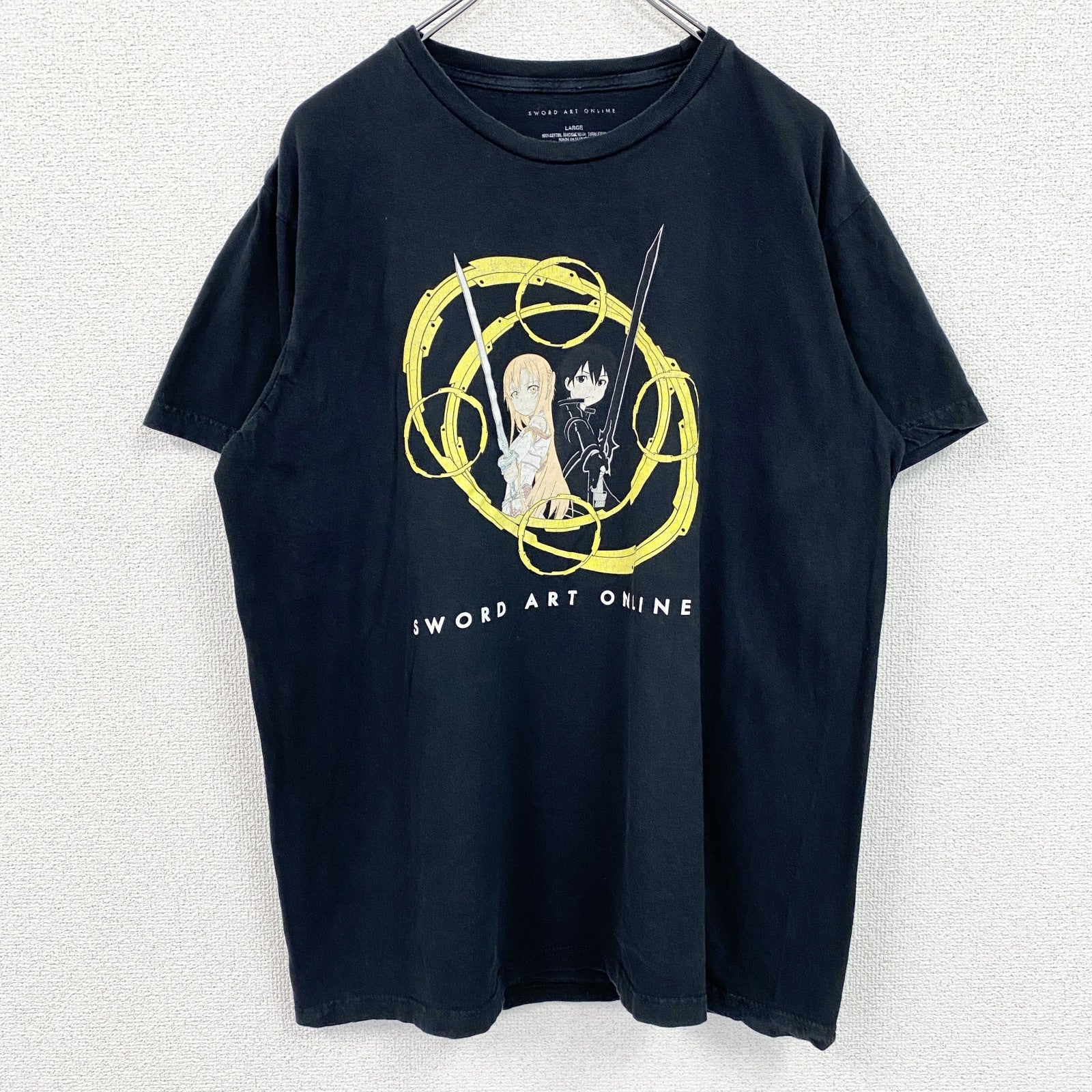 古着 used　ソードアートオンライン　半袖プリントＴシャツ　キャラクターデザイン　黒　ブラック　Lサイズ