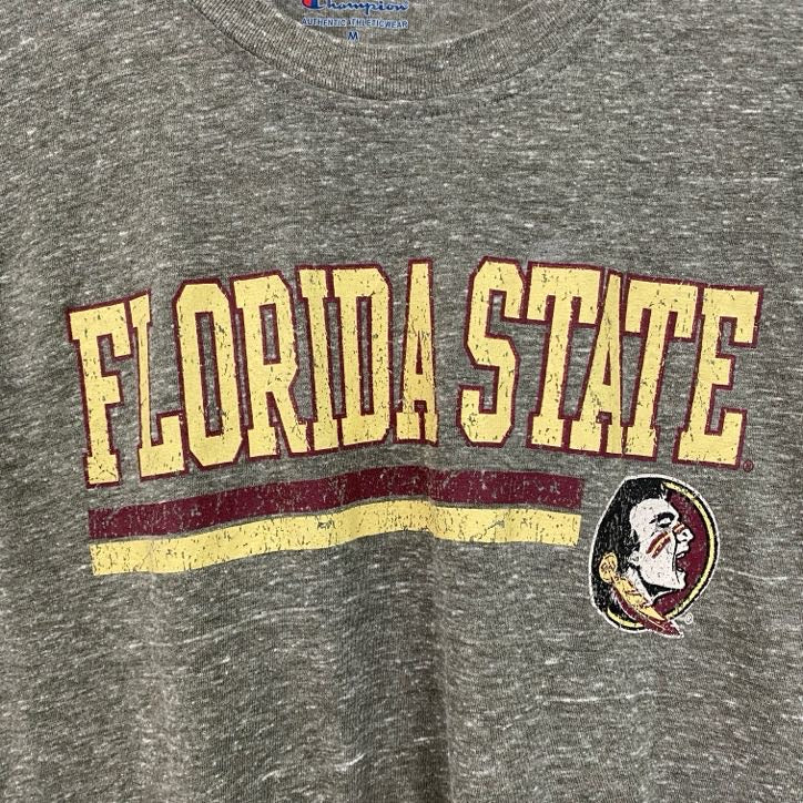 古着 used　champion　チャンピオン　半袖カレッジプリント霜降り柄Tシャツ　フロリダ州立大学　グレー　Mサイズ