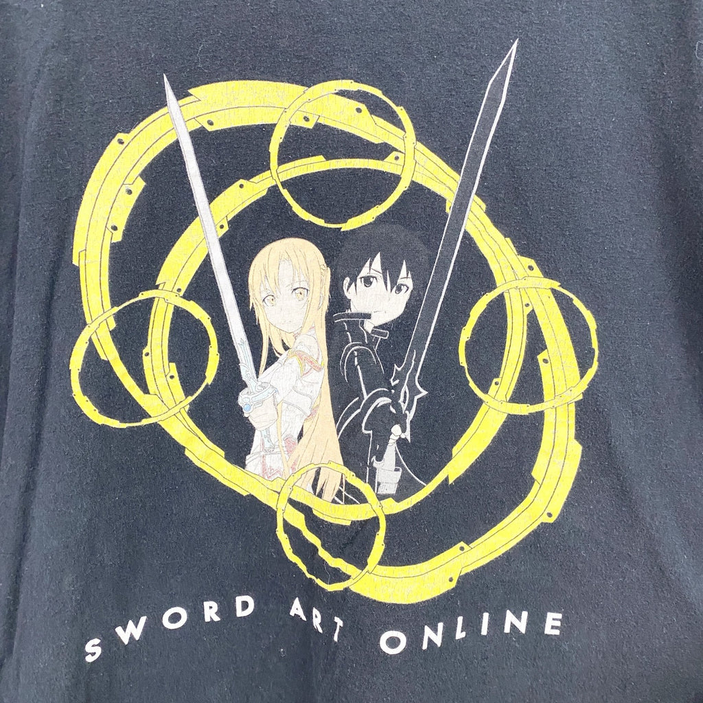 古着 used　ソードアートオンライン　半袖プリントＴシャツ　キャラクターデザイン　黒　ブラック　Lサイズ