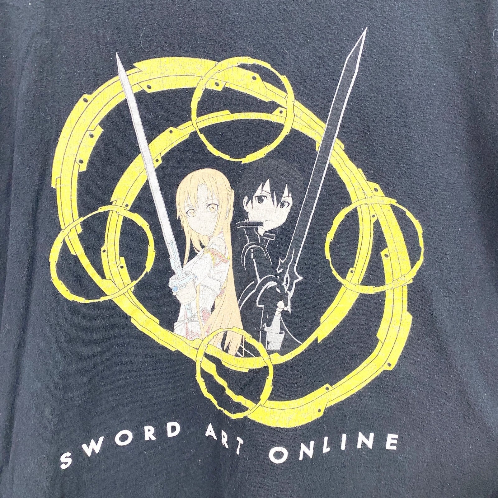 古着 used　ソードアートオンライン　半袖プリントＴシャツ　キャラクターデザイン　黒　ブラック　Lサイズ
