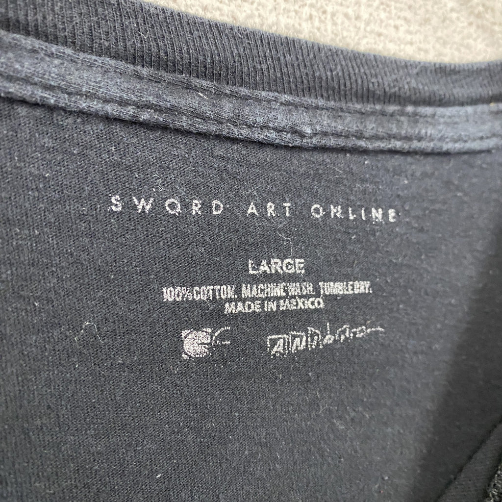古着 used　ソードアートオンライン　半袖プリントＴシャツ　キャラクターデザイン　黒　ブラック　Lサイズ