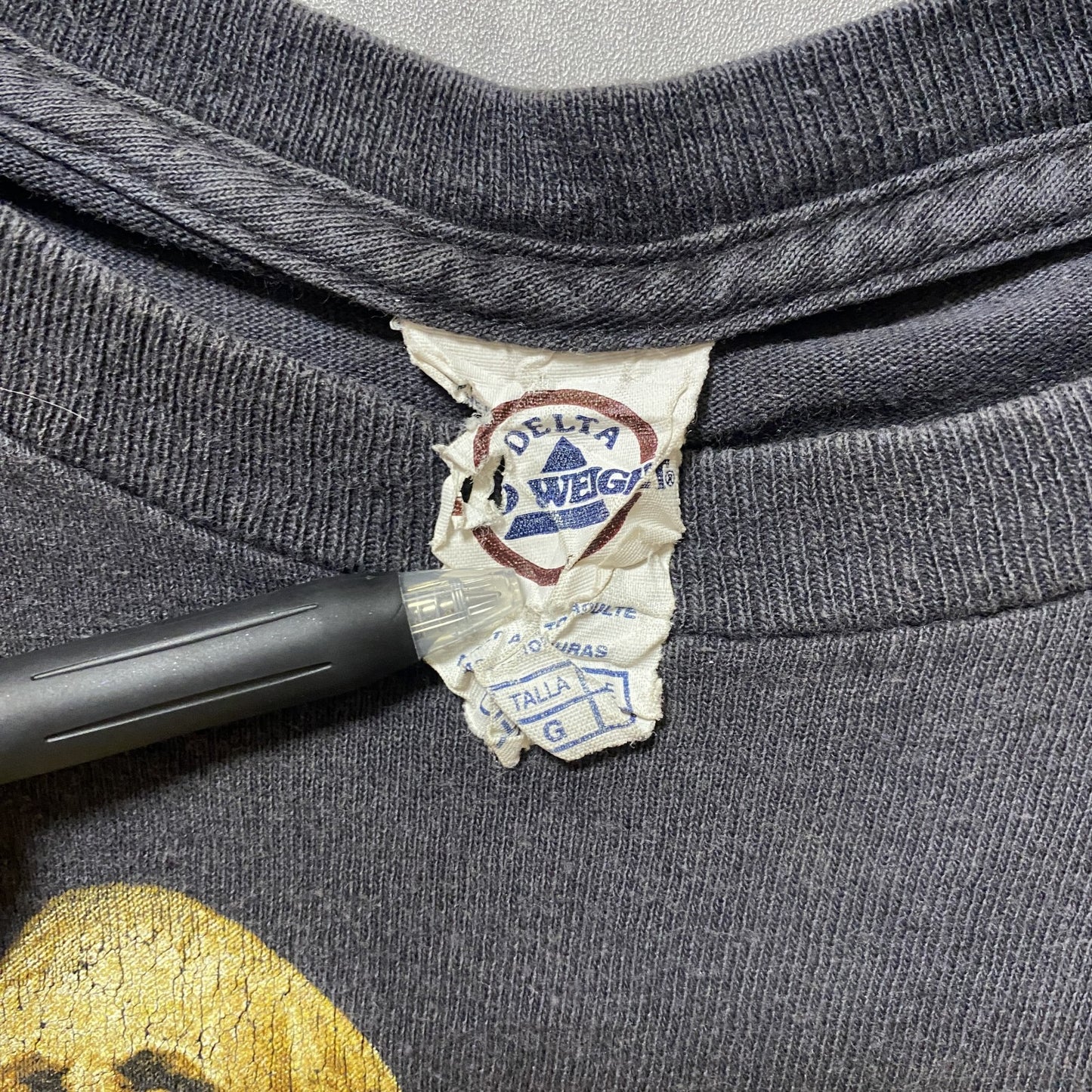 古着 used　DELTA　半袖アニマル柄プリントTシャツ　USA国旗　レトロデザイン　クルーネック　黒　ブラック　Lサイズ