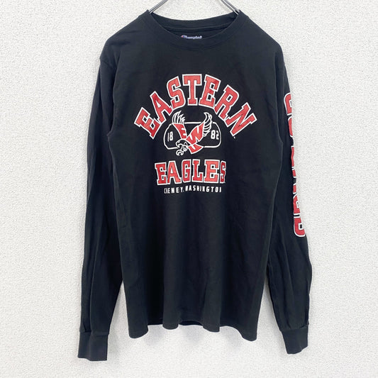 古着 used　champion　チャンピオン　長袖プリントTシャツ　デザインロンT　イースタンイーグルス　黒　Sサイズ