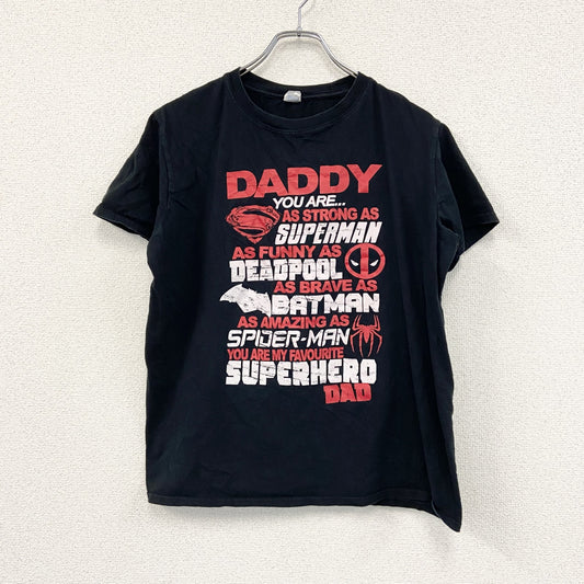 GILDAN　ギルダン　DCコミックス　半袖アニメプリントTシャツ　superhero　黒　ブラック　Lサイズ