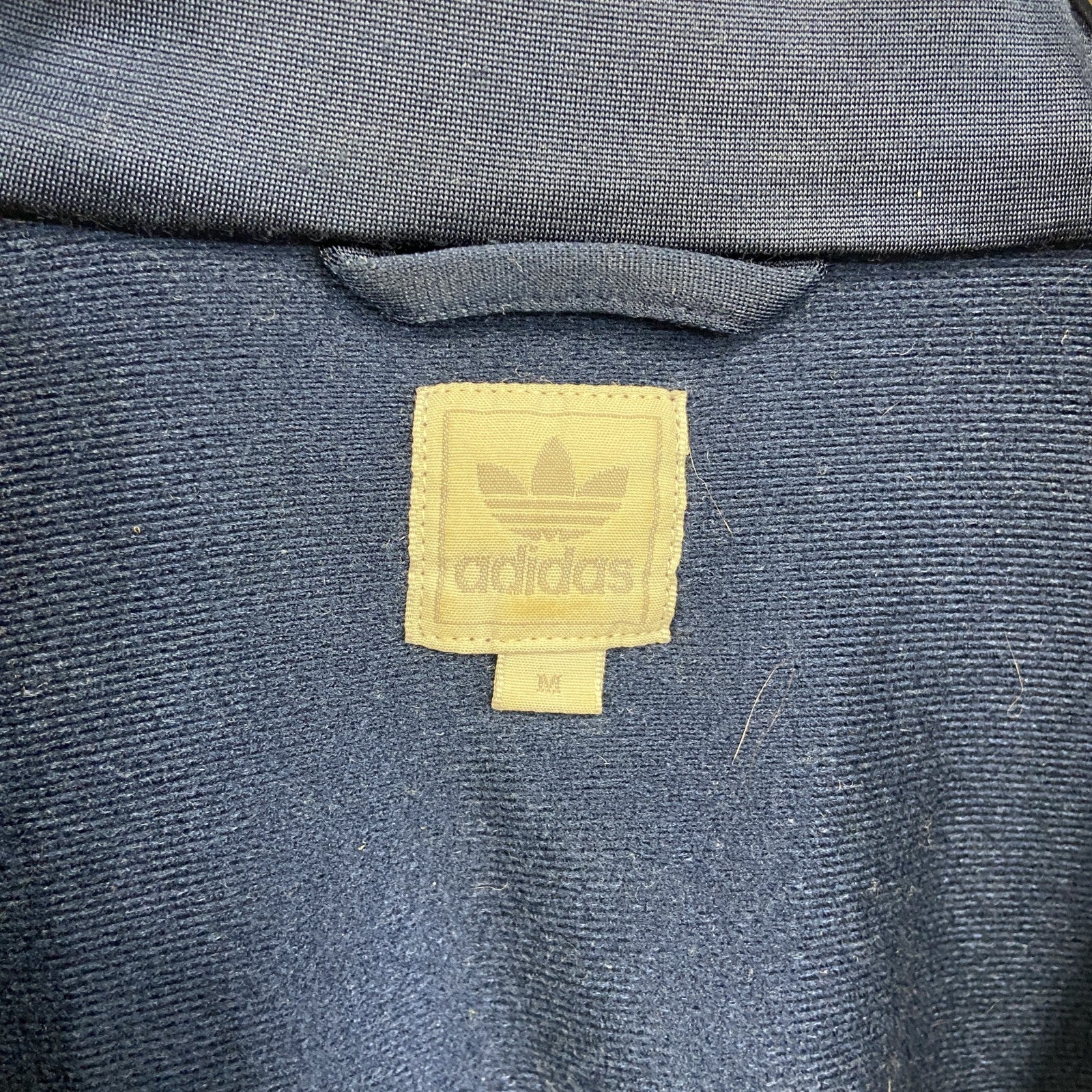 古着 used　Adidas　アディダス　長袖ジャージ　トラックジャケット　フルジップ　紺　水色　ネイビー　ライトブルー　Mサイズ