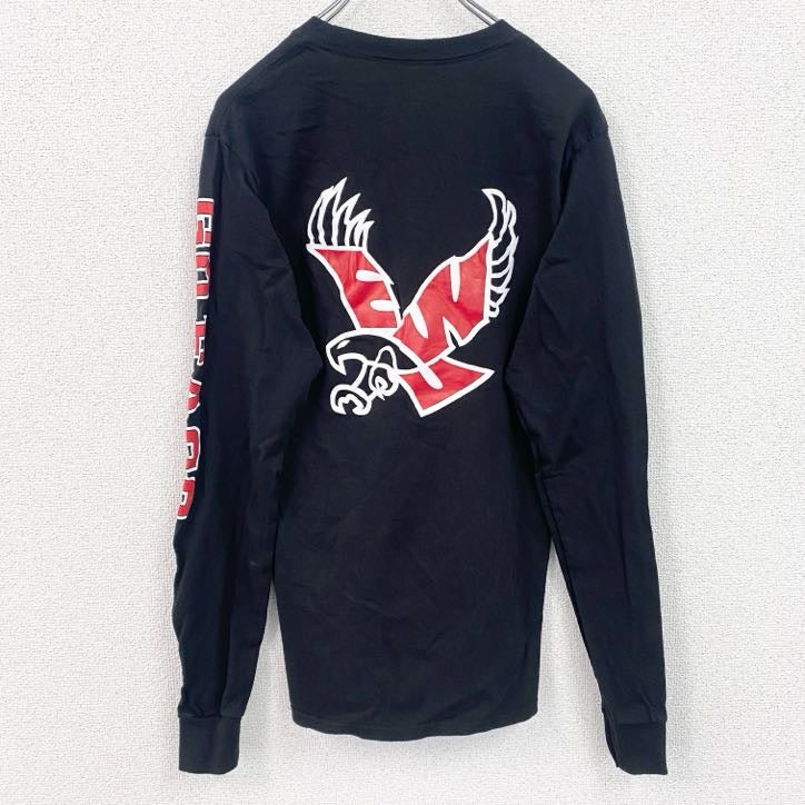 古着 used　champion　チャンピオン　長袖プリントTシャツ　デザインロンT　イースタンイーグルス　黒　Sサイズ