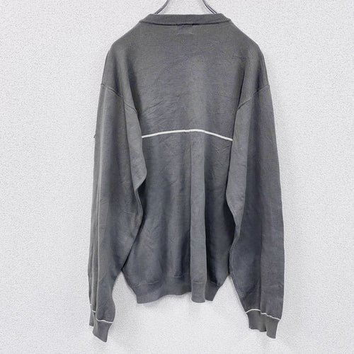 00s　adidas　アディダス　コットンニットセーター　パフォーマンスロゴ　ヴィンテージ　灰色　グレー　Mサイズ