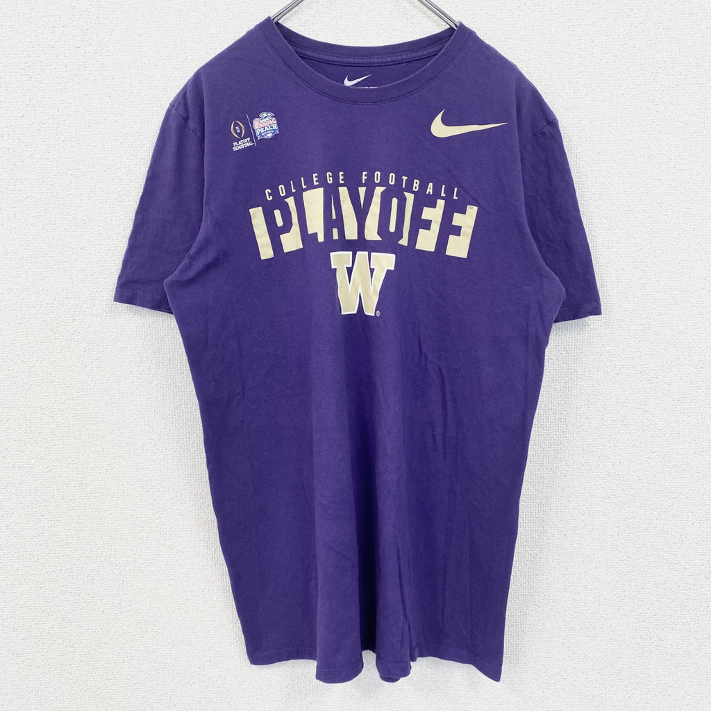 古着 used　NIKE ナイキ　半袖カレッジプリントTシャツ　ワシントン大学　フットボール　スポーツ　紫　Lサイズ