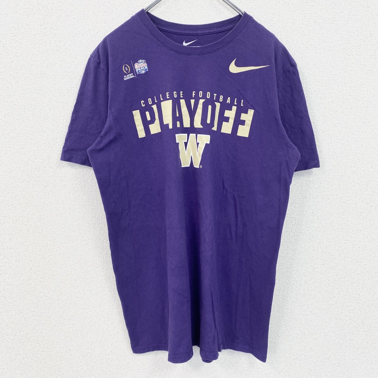 古着 used　NIKE ナイキ　半袖カレッジプリントTシャツ　ワシントン大学　フットボール　スポーツ　紫　Lサイズ