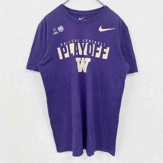 古着 used　NIKE ナイキ　半袖カレッジプリントTシャツ　ワシントン大学　フットボール　スポーツ　紫　Lサイズ