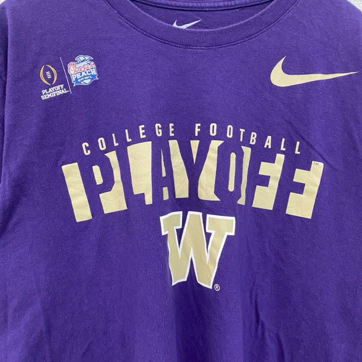 古着 used　NIKE ナイキ　半袖カレッジプリントTシャツ　ワシントン大学　フットボール　スポーツ　紫　Lサイズ