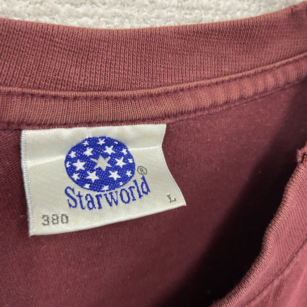 00s　STARWORLD　スターワールド　半袖プリントTシャツ　エロT　ヴィンテージ　ボルドー　Lサイズ