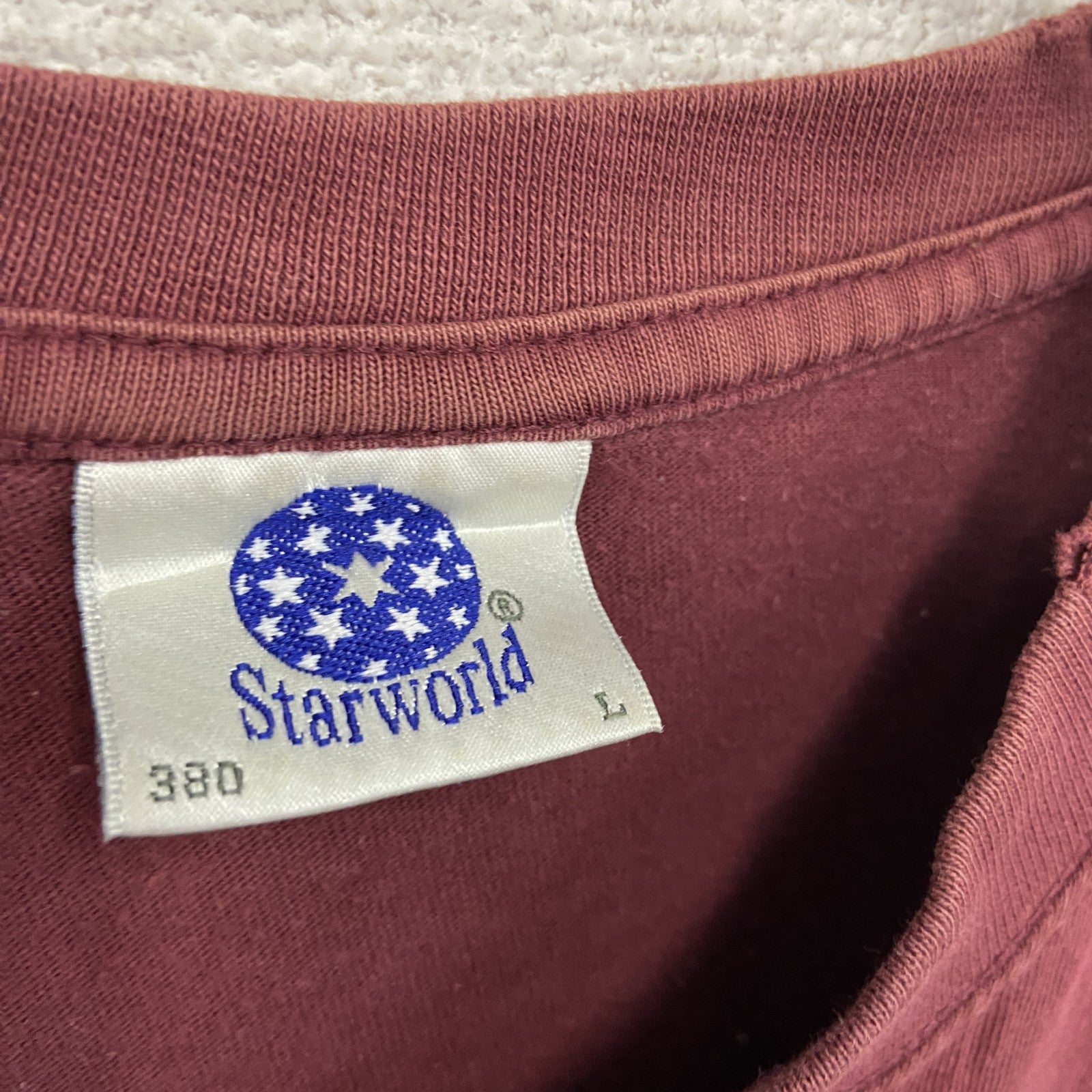 00s　STARWORLD　スターワールド　半袖プリントTシャツ　エロT　ヴィンテージ　ボルドー　Lサイズ