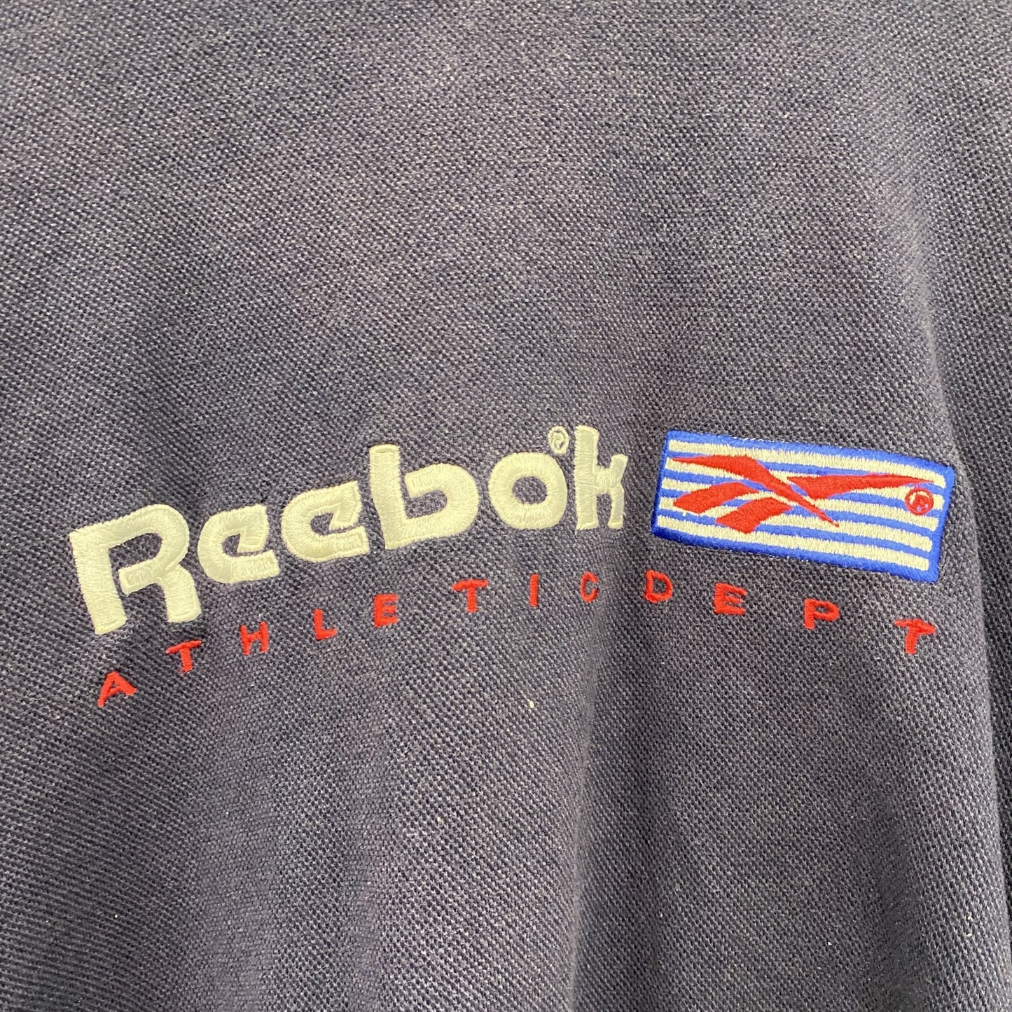 Reebok　リーボック　スウェット/トレーナー　デカロゴ　刺繍ロゴ　紺　ネイビー　XLサイズ