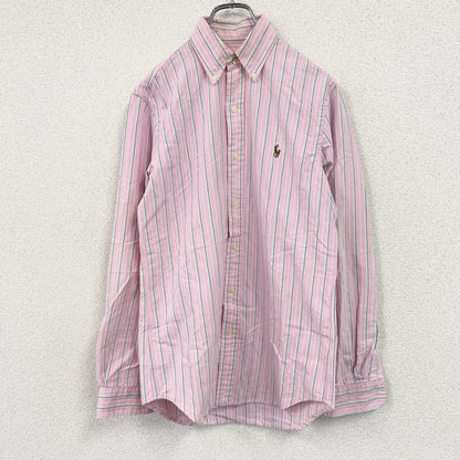 RALPH LAUREN　ラルフローレン　長袖シャツ/ボタンダウンシャツ　ストライプ　ピンク　XSサイズ