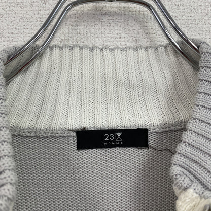 23区HOMME　ニジュウサンクオム　オンワード樫山　ジップアップコットンカーディガン　灰色　グレー　46サイズ