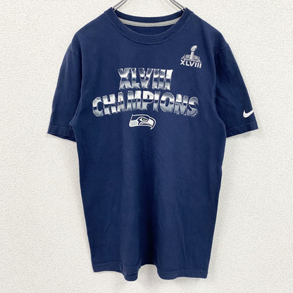 古着 used　NIKE　ナイキ　半袖クルーネックプリントＴシャツ　シアトルシーホークス　フットボール　ネイビー　Sサイズ