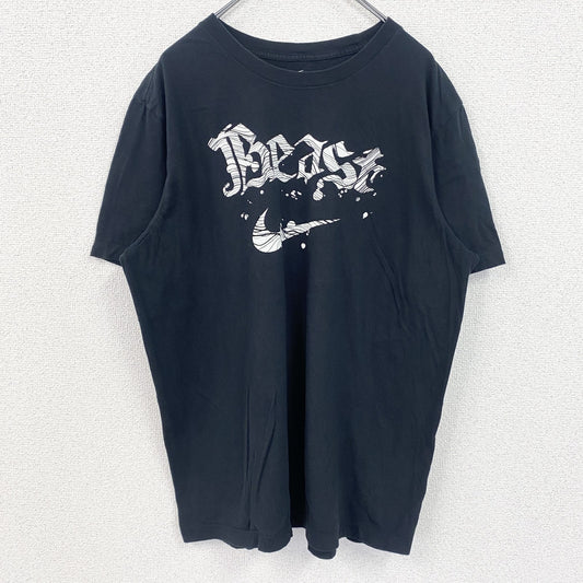 古着 used　NIKE　ナイキ　半袖クルーネックプリントTシャツ　BEAST　黒　ブラック　カジュアルデザイン　XLサイズ