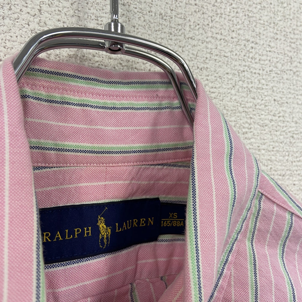 RALPH LAUREN　ラルフローレン　長袖シャツ/ボタンダウンシャツ　ストライプ　ピンク　XSサイズ